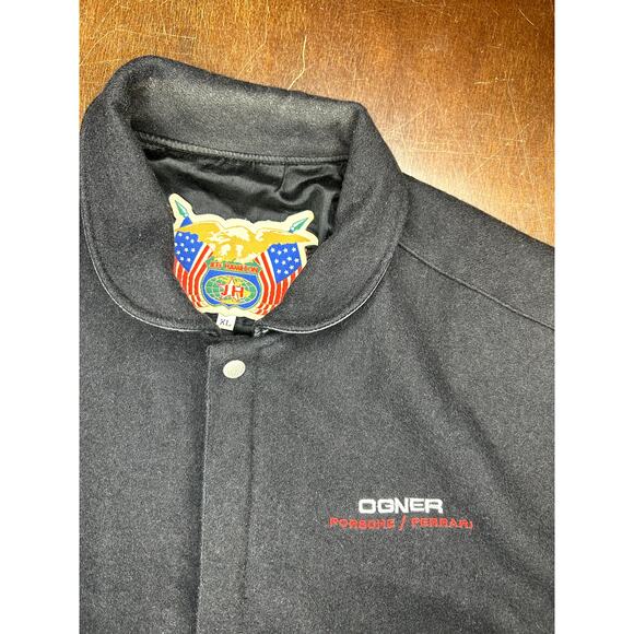 VTG 90s OGNER Motorcars Porche/Ferrari Jeff Hamilton Wool Leather Jacket - Picture 13 of 16